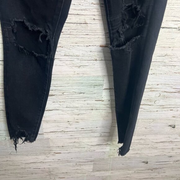 American eagle curvy super  high rise jegging black distressed size 4 - Picture 2 of 11
